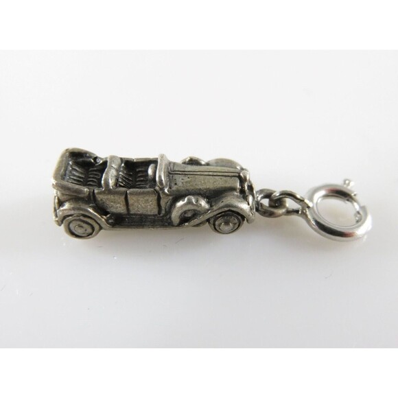 Vintage 3D Sterling Silver Old Antique Convertible Car Travel Charm C Clasp Char - Picture 1 of 6